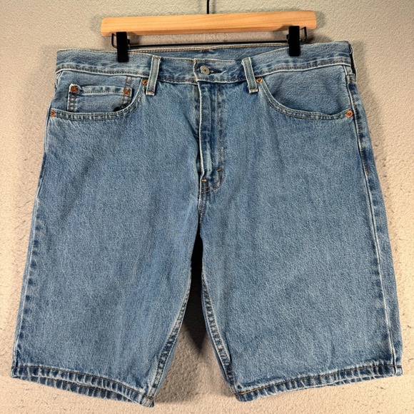Levis 405 Denim Jeans Shorts Mens 36 Blue Lightwash Jorts Bermuda Classic‎ 9" - Picture 1 of 12